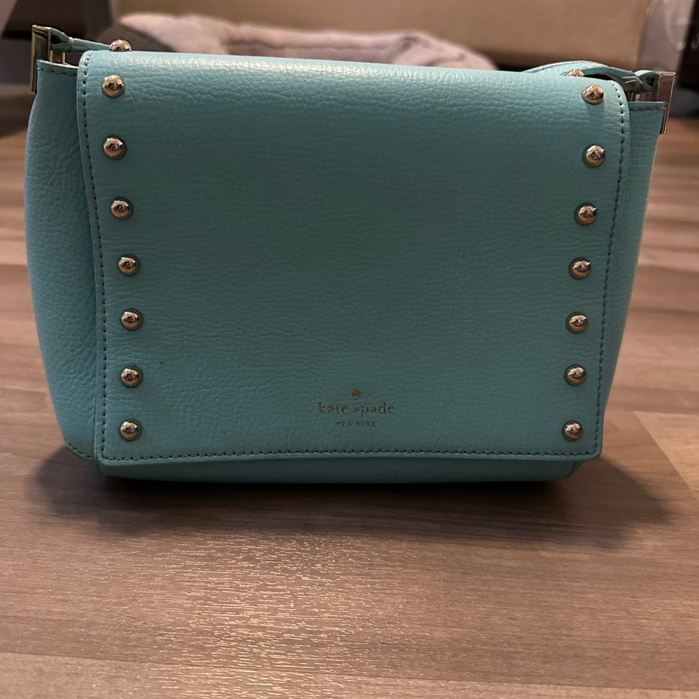 Kate Spade Turquoise Blue Crossbody with Silver Studs with damaged/broken strap